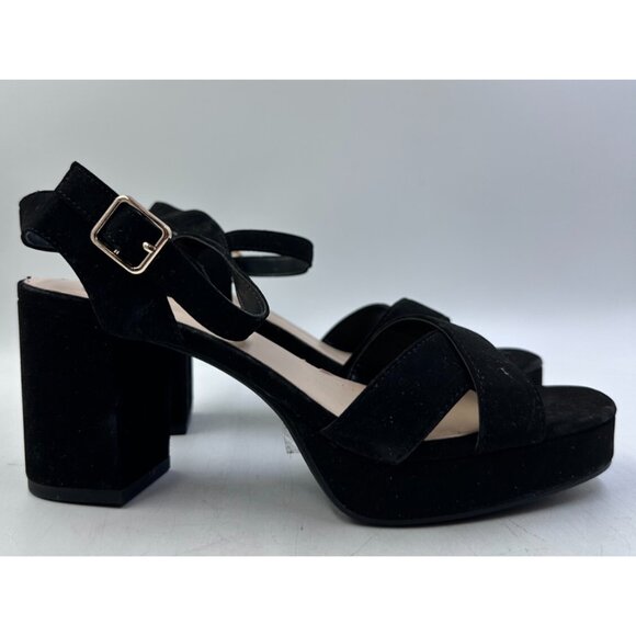 Delicious Womens Ladies Black Strappy Platform Pumps Shoes Heels Sz 7.5 - Picture 4 of 8